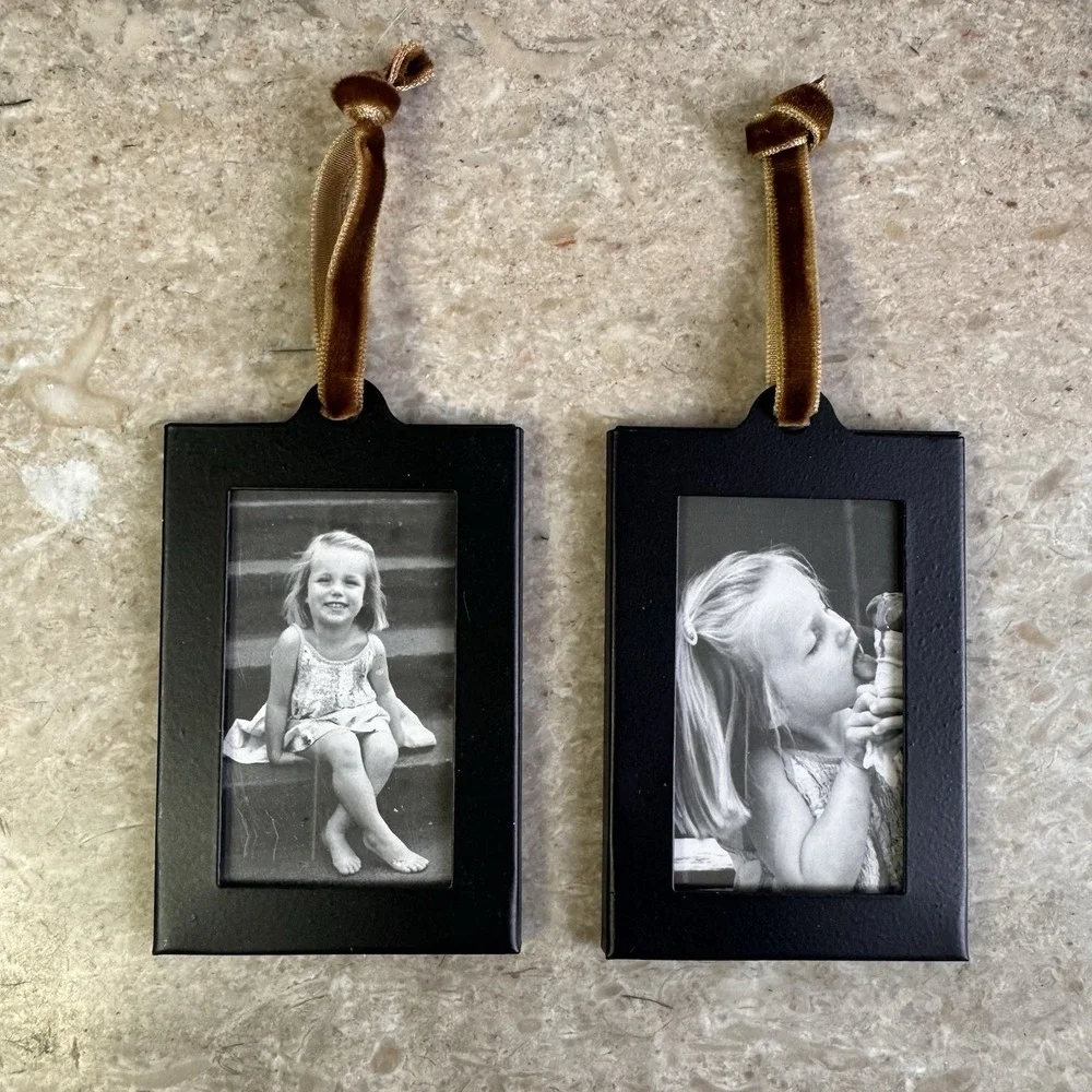 Hanging Picture Frame Ornaments - Set of 8 2X3 Black Hanging Photo Frame